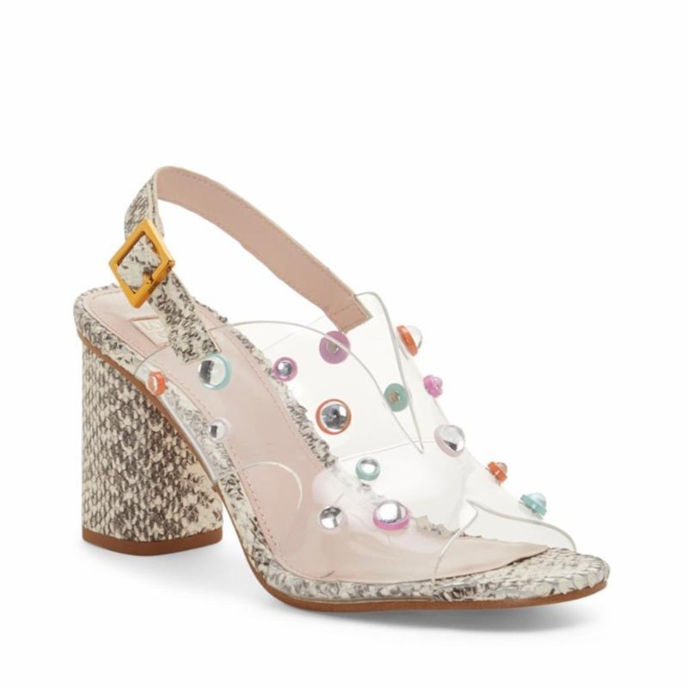 Louise Et Cie Kamber 2 White/Grey Pearl Embellished Leather Sandals NEW
